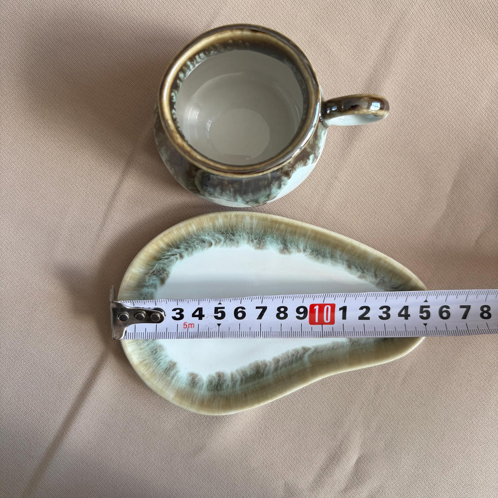 White Grey Drip Glaze Tea Cup and Saucer