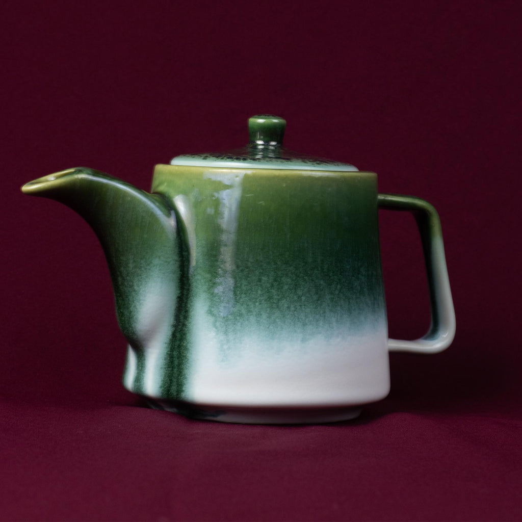 Dark Green Drip Glaze Stoneware Teapot