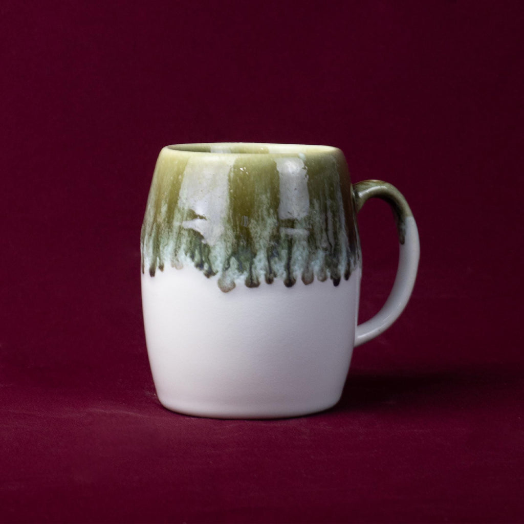 Grey & White Drip Glaze Stoneware Mug with organic grey and white drip glaze finish.