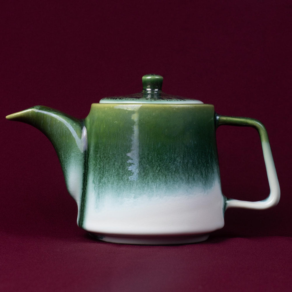 Dark Green Drip Glaze Stoneware Teapot