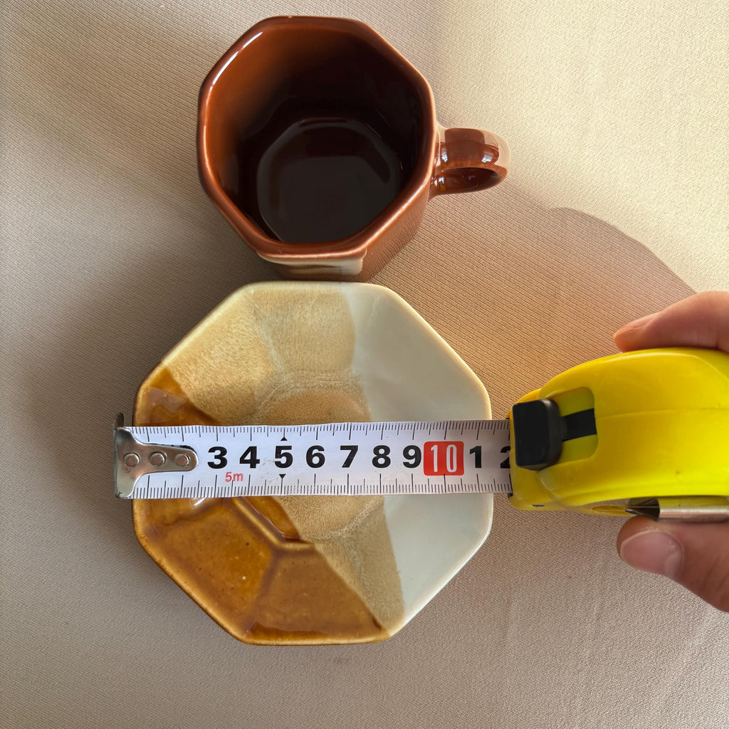 Brown Stoneware Cup and Saucer Set