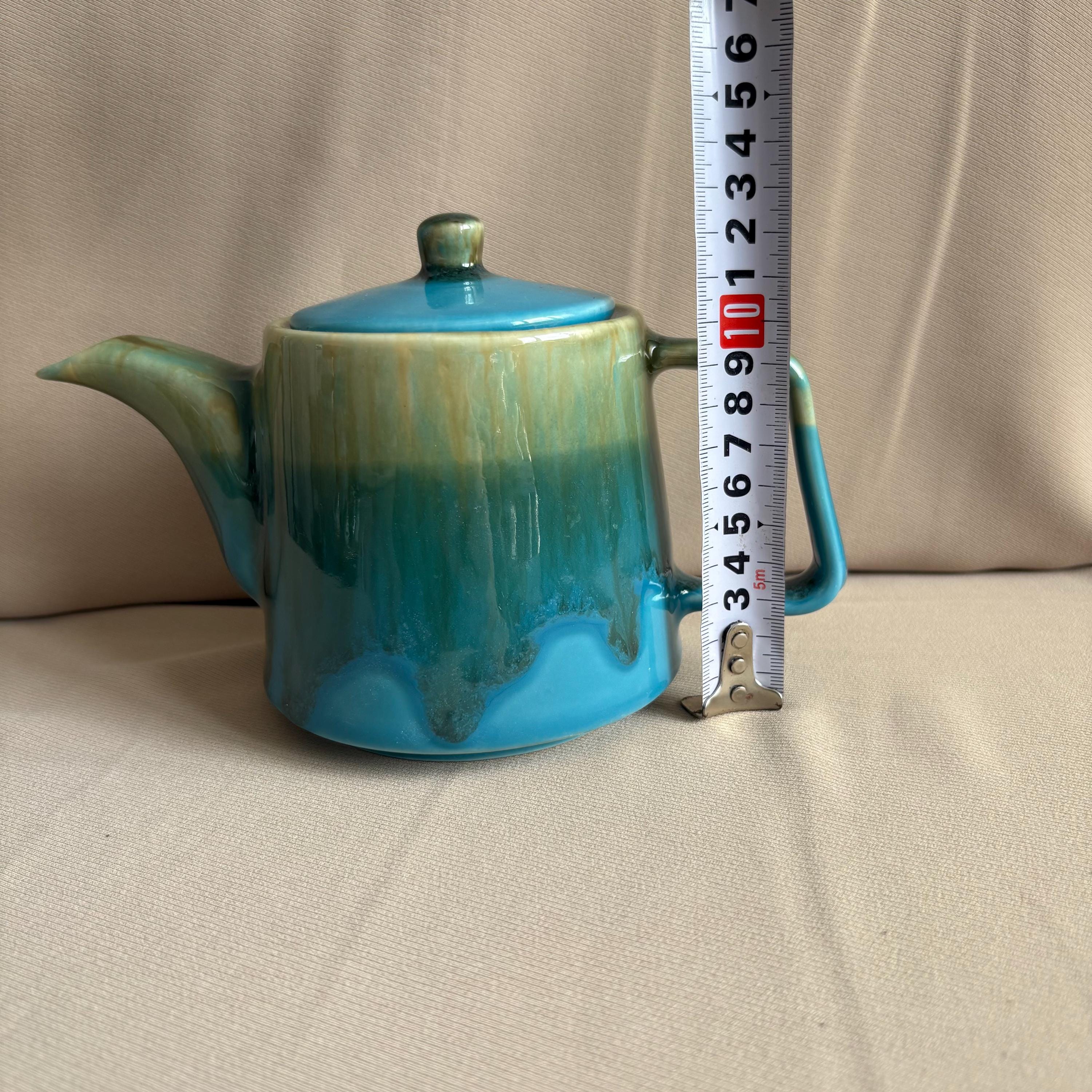 Turquoise Drip Glaze Stoneware Teapot