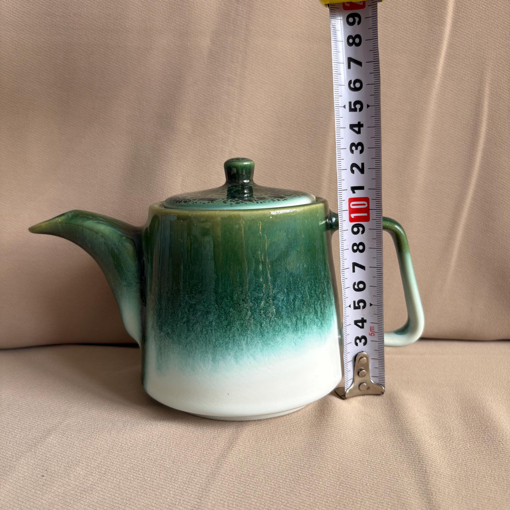 Dark Green Drip Glaze Stoneware Teapot