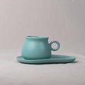 Turquoise Glaze Tea Cup and Saucer