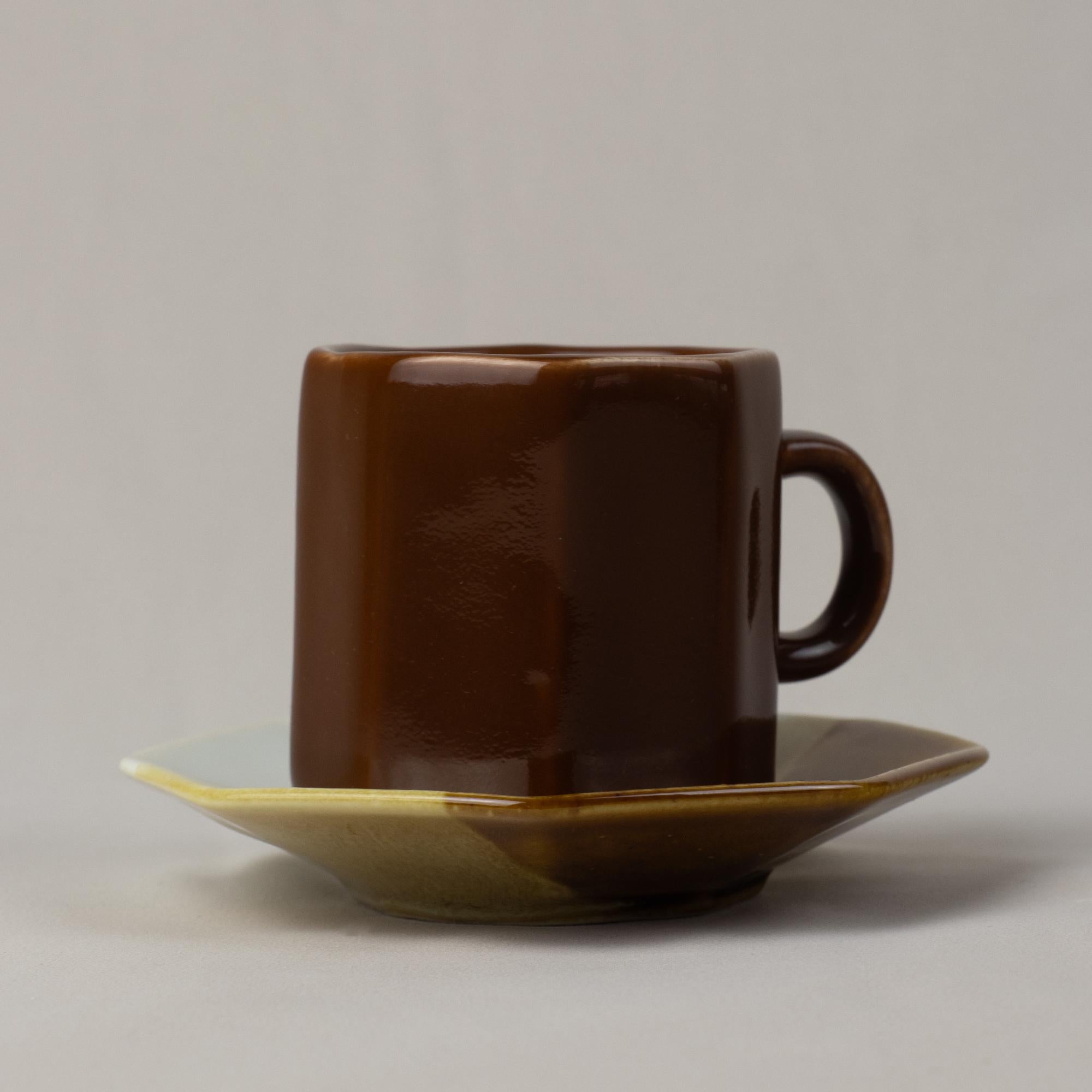 Brown Stoneware Cup and Saucer Set