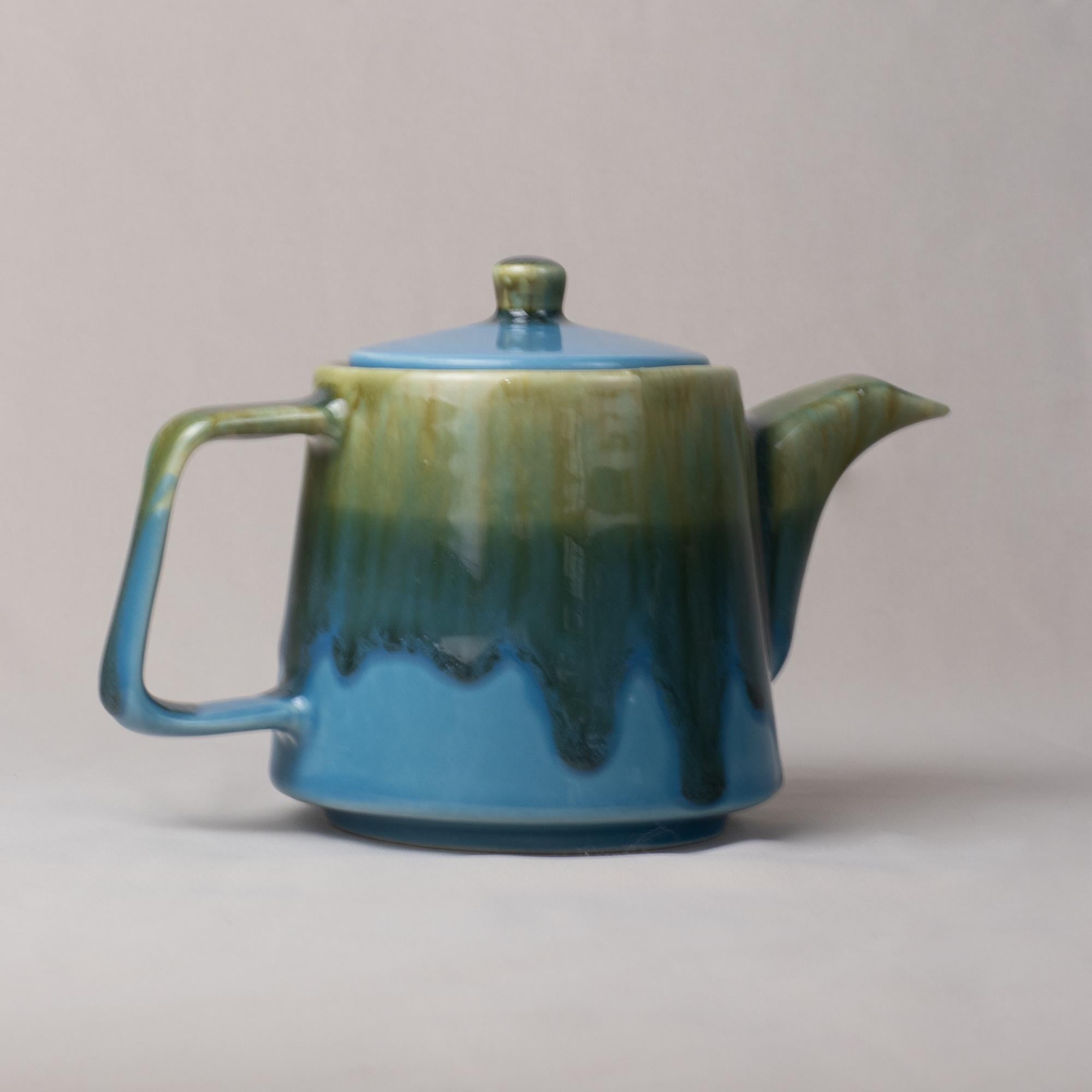 Turquoise Drip Glaze Stoneware Teapot