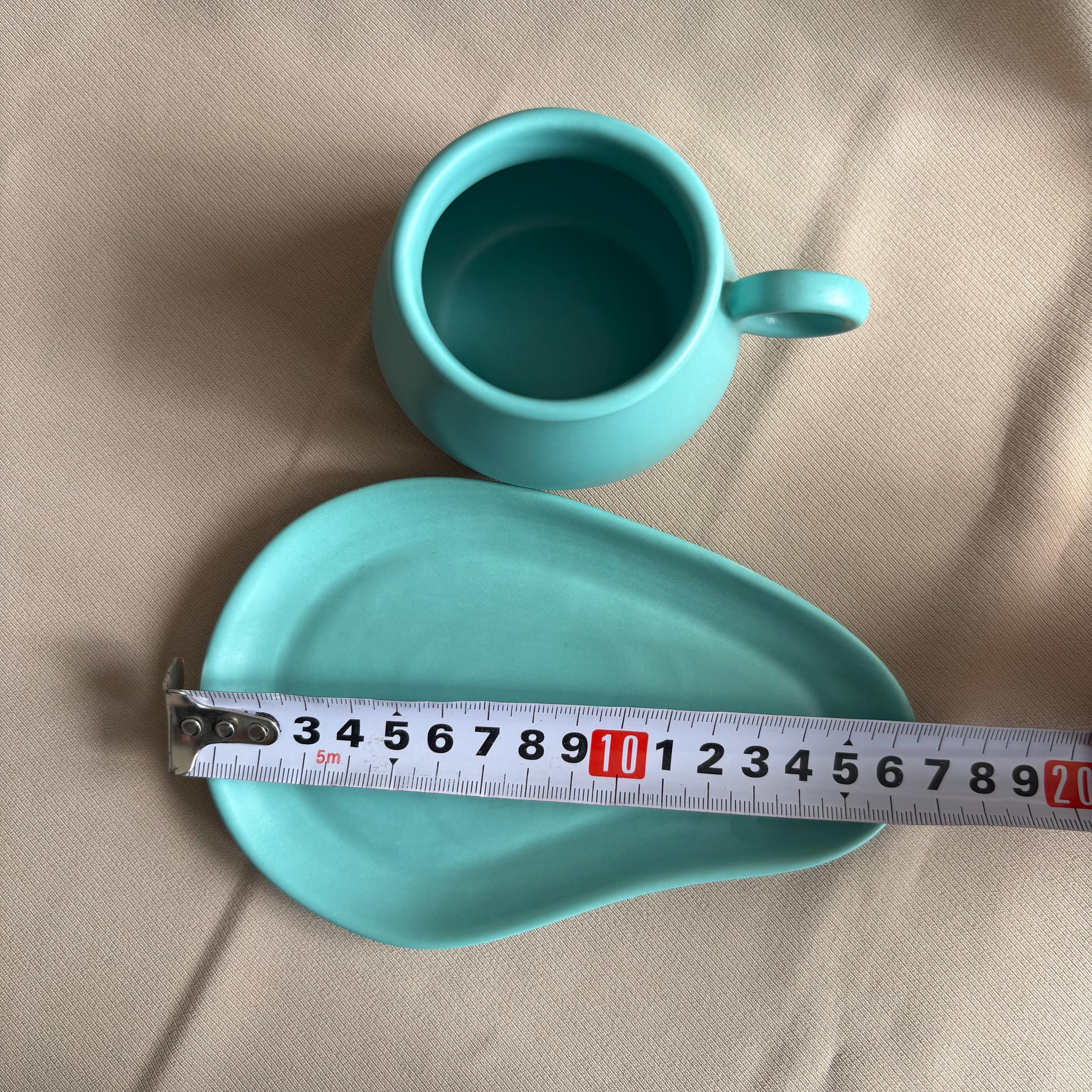 Turquoise Glaze Tea Cup and Saucer