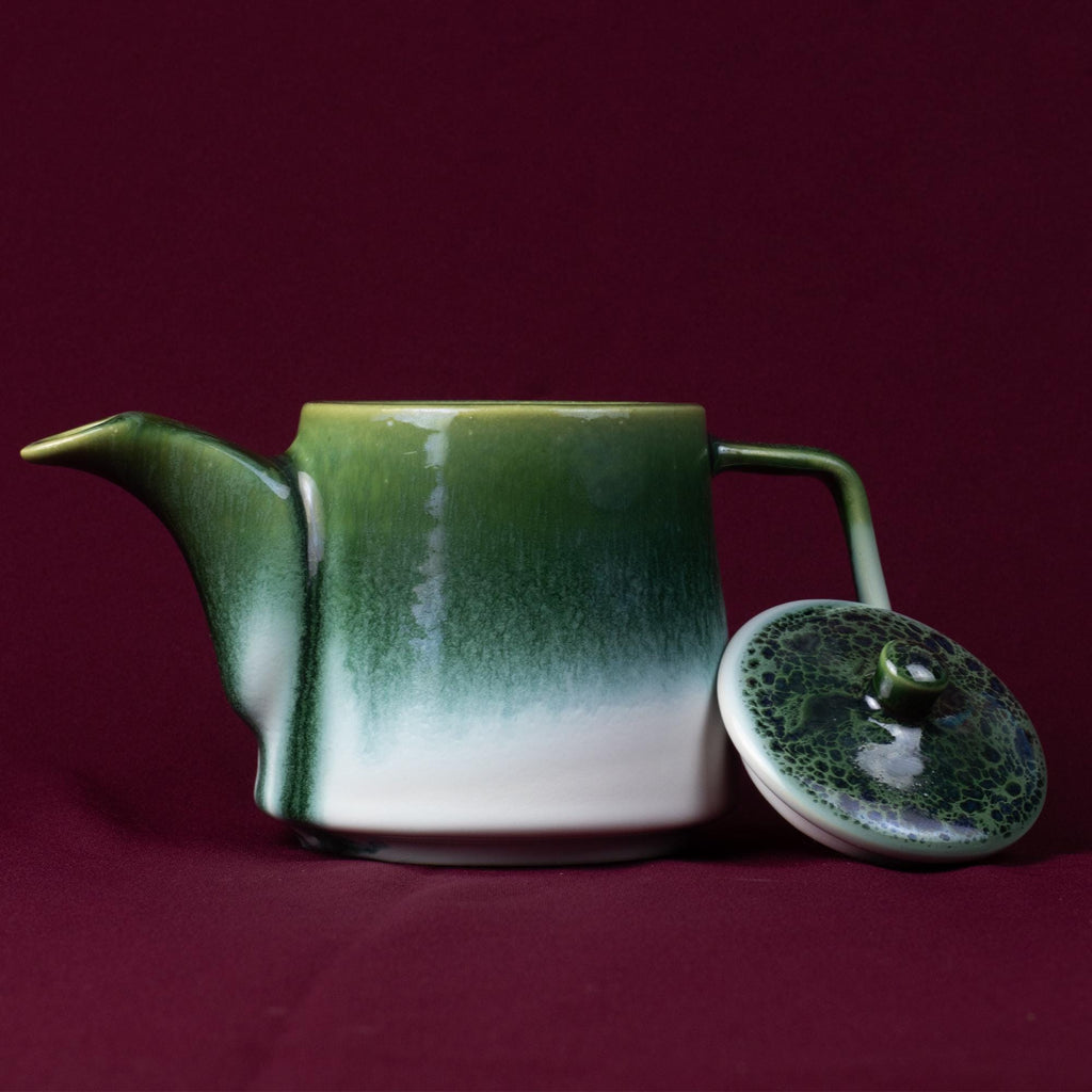 Dark Green Drip Glaze Stoneware Teapot