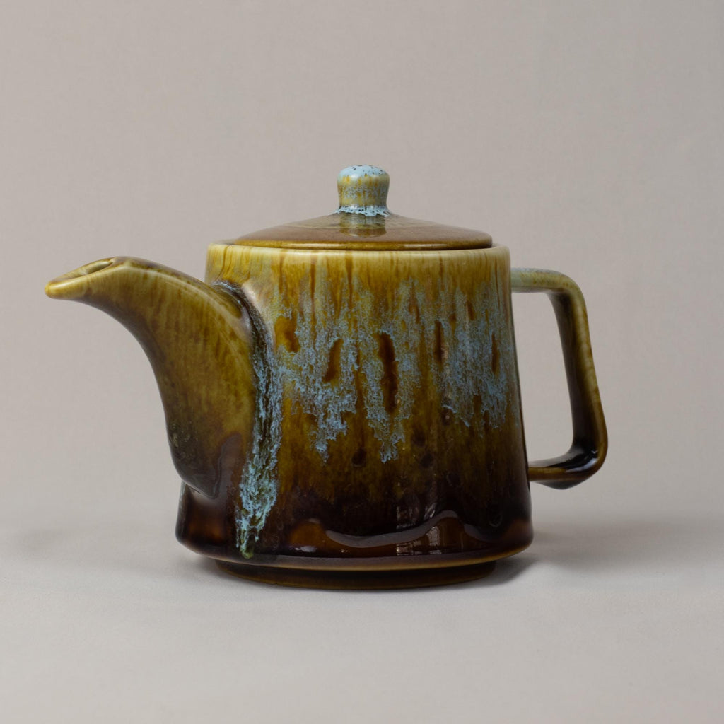 Rustic Brown & Aqua Drip Glaze Stoneware Teapot