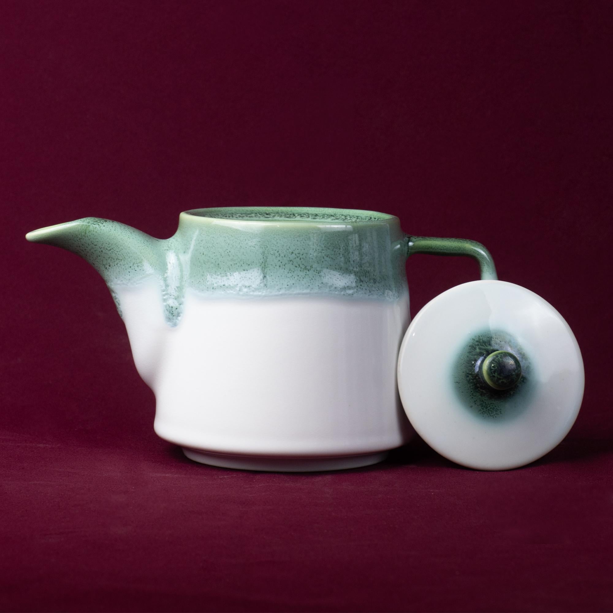 Light Green Drip Glaze Stoneware Teapot