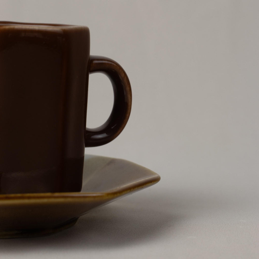 Brown Stoneware Cup and Saucer Set