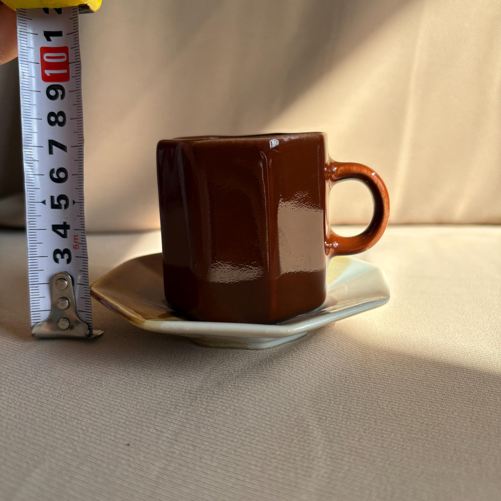 Brown Stoneware Cup and Saucer Set