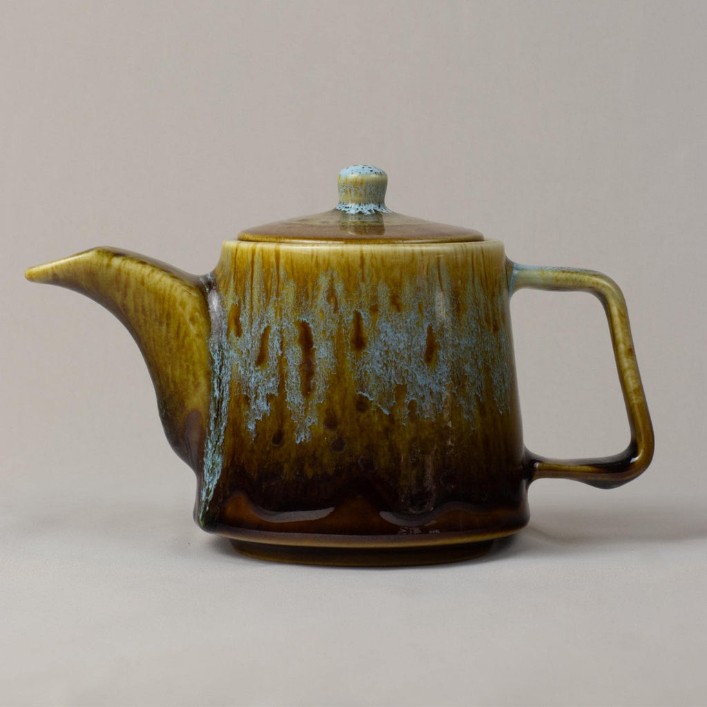Rustic Brown & Aqua Drip Glaze Stoneware Teapot