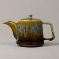 Rustic Brown & Aqua Drip Glaze Stoneware Teapot