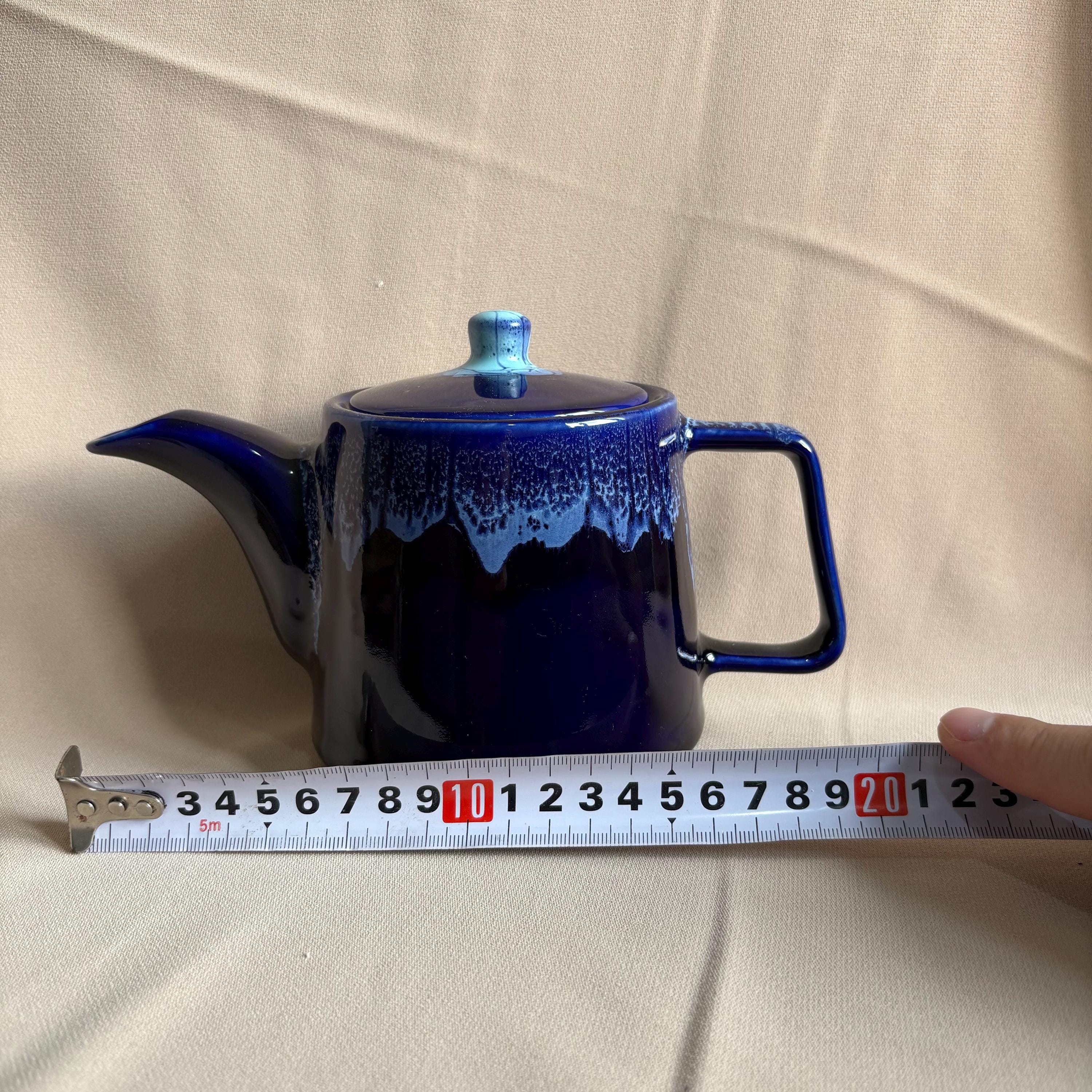 Midnight Blue Drip Glaze Stoneware Teapot