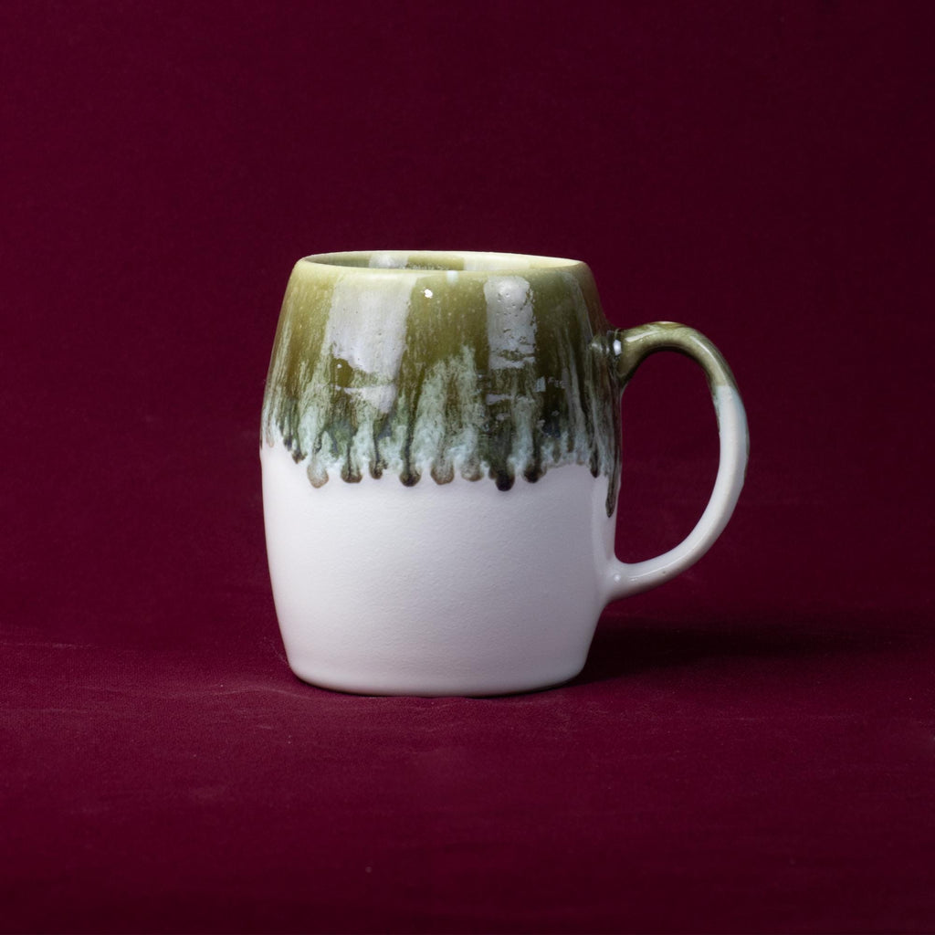 Grey & White Drip Glaze Stoneware Mug with unique glazing, handcrafted stoneware for comfort and style.